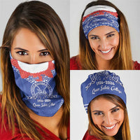 Queen Salote College 100 Years Personalized Neck Gaiter Tonga QSC Heilala Lei Blue Ngatu Pattern