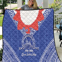 Queen Salote College 100 Years Personalized Quilt Tonga QSC Heilala Lei Blue Ngatu Pattern