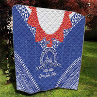 Queen Salote College 100 Years Personalized Quilt Tonga QSC Heilala Lei Blue Ngatu Pattern
