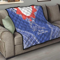 Queen Salote College 100 Years Personalized Quilt Tonga QSC Heilala Lei Blue Ngatu Pattern