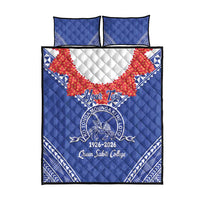 Queen Salote College 100 Years Personalized Quilt Bed Set Tonga QSC Heilala Lei Blue Ngatu Pattern