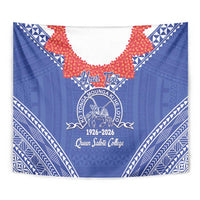 Queen Salote College 100 Years Personalized Tapestry Tonga QSC Heilala Lei Blue Ngatu Pattern