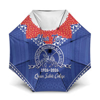 Queen Salote College 100 Years Personalized Umbrella Tonga QSC Heilala Lei Blue Ngatu Pattern