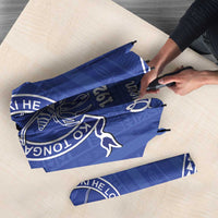 Queen Salote College 100 Years Personalized Umbrella Tonga QSC Heilala Lei Blue Ngatu Pattern