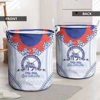 Queen Salote College 100 Years Personalized Laundry Basket Tonga QSC Heilala Lei White Ngatu Pattern