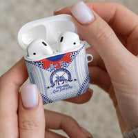Queen Salote College 100 Years Personalized AirPods Case Tonga QSC Heilala Lei White Ngatu Pattern LT14 - Polynesian Pride