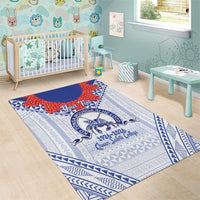 Queen Salote College 100 Years Personalized Area Rug Tonga QSC Heilala Lei White Ngatu Pattern