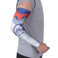 Queen Salote College 100 Years Personalized Arm Sleeves Tonga QSC Heilala Lei White Ngatu Pattern