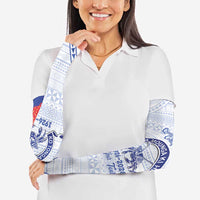 Queen Salote College 100 Years Personalized Arm Sleeves Tonga QSC Heilala Lei White Ngatu Pattern