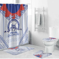 Queen Salote College 100 Years Personalized Bathroom Set Tonga QSC Heilala Lei White Ngatu Pattern