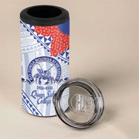 Queen Salote College 100 Years Personalized 4 in 1 Can Cooler Tumbler Tonga QSC Heilala Lei White Ngatu Pattern LT14 - Polynesian Pride