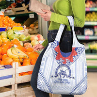 Queen Salote College 100 Years Personalized Grocery Bag Tonga QSC Heilala Lei White Ngatu Pattern
