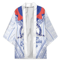 Queen Salote College 100 Years Personalized Kimono Tonga QSC Heilala Lei White Ngatu Pattern