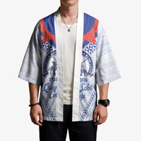 Queen Salote College 100 Years Personalized Kimono Tonga QSC Heilala Lei White Ngatu Pattern