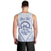 Queen Salote College 100 Years Personalized Men Tank Top Tonga QSC Heilala Lei White Ngatu Pattern