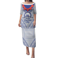 Queen Salote College 100 Years Personalized Puletasi Tonga QSC Heilala Lei White Ngatu Pattern