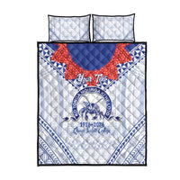 Queen Salote College 100 Years Personalized Quilt Bed Set Tonga QSC Heilala Lei White Ngatu Pattern