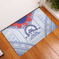 Queen Salote College 100 Years Personalized Rubber Doormat Tonga QSC Heilala Lei White Ngatu Pattern