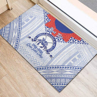 Queen Salote College 100 Years Personalized Rubber Doormat Tonga QSC Heilala Lei White Ngatu Pattern