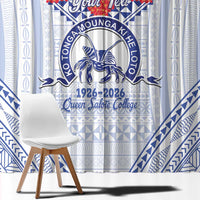 Queen Salote College 100 Years Personalized Window Curtain Tonga QSC Heilala Lei White Ngatu Pattern