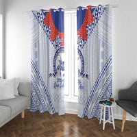Queen Salote College 100 Years Personalized Window Curtain Tonga QSC Heilala Lei White Ngatu Pattern