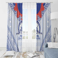 Queen Salote College 100 Years Personalized Window Curtain Tonga QSC Heilala Lei White Ngatu Pattern