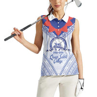 Queen Salote College 100 Years Personalized Women Sleeveless Polo Shirt Tonga QSC Heilala Lei White Ngatu Pattern