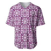Poni Palaka Quilt Hawaii Baseball Jersey Hawaiian Tropical Monstera Sea Turtle LT14 Purple - Polynesian Pride