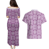 Poni Palaka Quilt Hawaii Couples Matching Puletasi and Hawaiian Shirt Hawaiian Tropical Monstera Sea Turtle