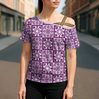 Poni Palaka Quilt Hawaii Cross Shoulder Shirt Hawaiian Tropical Monstera Sea Turtle LT14 - Polynesian Pride