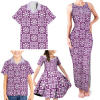 Poni Palaka Quilt Hawaii Family Matching Tank Maxi Dress and Hawaiian Shirt Hawaiian Tropical Monstera Sea Turtle