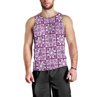 Poni Palaka Quilt Hawaii Men Tank Top Hawaiian Tropical Monstera Sea Turtle LT14 - Polynesian Pride