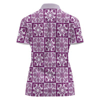 Poni Palaka Quilt Hawaii Women Polo Shirt Hawaiian Tropical Monstera Sea Turtle