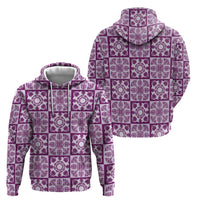 Poni Palaka Quilt Hawaii Zip Hoodie Hawaiian Tropical Monstera Sea Turtle LT14 - Polynesian Pride