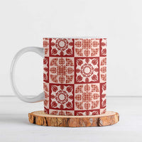 Ulaula Palaka Quilt Hawaii Ceramic Mug Hawaiian Tropical Monstera Sea Turtle