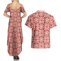 Ulaula Palaka Quilt Hawaii Couples Matching Summer Maxi Dress and Hawaiian Shirt Hawaiian Tropical Monstera Sea Turtle