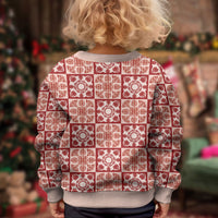 Ulaula Palaka Quilt Hawaii Kid Ugly Christmas Sweater Hawaiian Tropical Monstera Sea Turtle