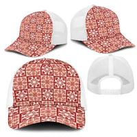 Ulaula Palaka Quilt Hawaii Mesh Trucker Cap Hawaiian Tropical Monstera Sea Turtle