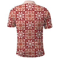 Ulaula Palaka Quilt Hawaii Polo Shirt Hawaiian Tropical Monstera Sea Turtle
