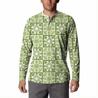 Omaomao Palaka Quilt Hawaii Button Sweatshirt Hawaiian Tropical Monstera Sea Turtle