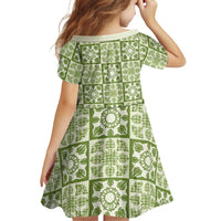Omaomao Palaka Quilt Hawaii Family Matching Off Shoulder Short Dress and Hawaiian Shirt Hawaiian Tropical Monstera Sea Turtle