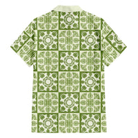 Omaomao Palaka Quilt Hawaii Family Matching Off Shoulder Short Dress and Hawaiian Shirt Hawaiian Tropical Monstera Sea Turtle