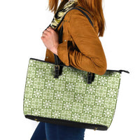 Omaomao Palaka Quilt Hawaii Leather Tote Bag Hawaiian Tropical Monstera Sea Turtle LT14 Green - Polynesian Pride