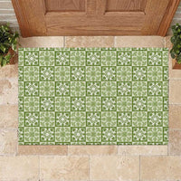 Omaomao Palaka Quilt Hawaii Rubber Doormat Hawaiian Tropical Monstera Sea Turtle