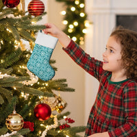 Cyan Palaka Quilt Hawaii Christmas Stocking Hawaiian Tropical Monstera Sea Turtle