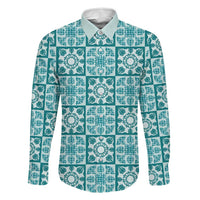 Cyan Palaka Quilt Hawaii Family Matching Mermaid Dress and Hawaiian Shirt Hawaiian Tropical Monstera Sea Turtle