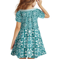 Cyan Palaka Quilt Hawaii Family Matching Summer Maxi Dress and Hawaiian Shirt Hawaiian Tropical Monstera Sea Turtle