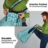 Cyan Palaka Quilt Hawaii Grocery Bag Hawaiian Tropical Monstera Sea Turtle LT14 - Polynesian Pride