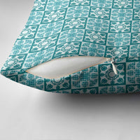 Cyan Palaka Quilt Hawaii Pillow Cover Hawaiian Tropical Monstera Sea Turtle LT14 - Polynesian Pride