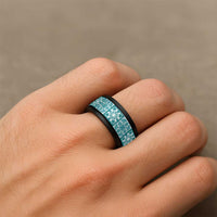 Cyan Palaka Quilt Hawaii Spinner Ring Hawaiian Tropical Monstera Sea Turtle